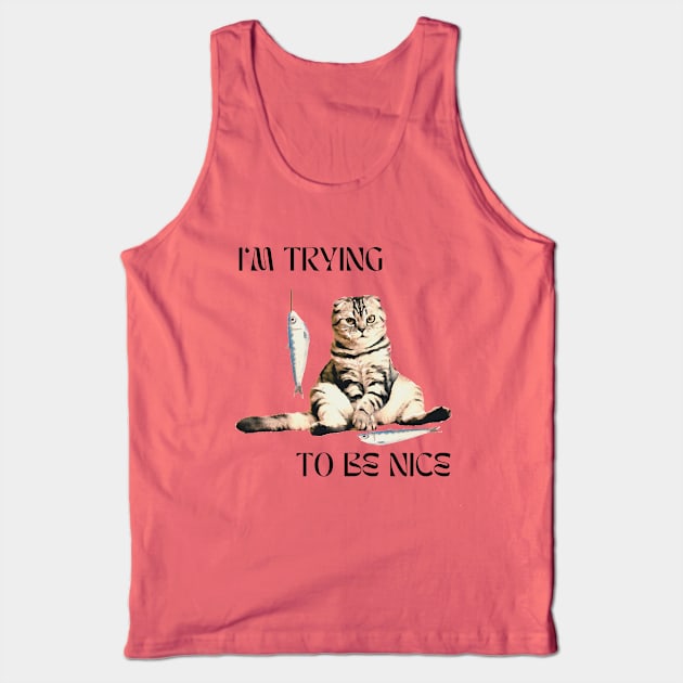 HUMOROUS CAT ILLUSTRATION Tank Top by HAVE SOME FUN